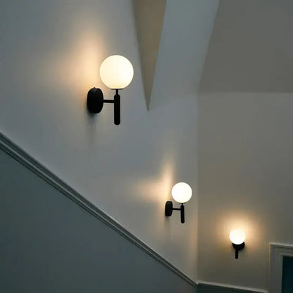 Modern gold glass ball mirror wall lights bedroom sconce