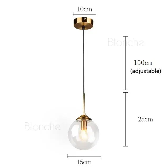 Modern gold glass ball pendant chandelier dining room art lighting