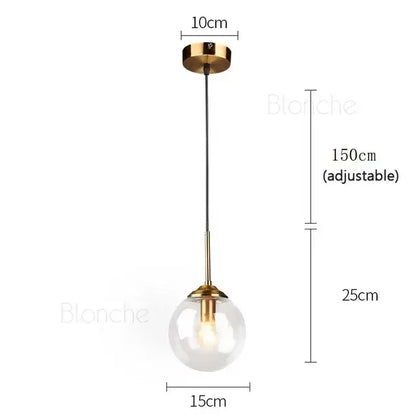 Modern gold glass ball pendant chandelier dining room art lighting