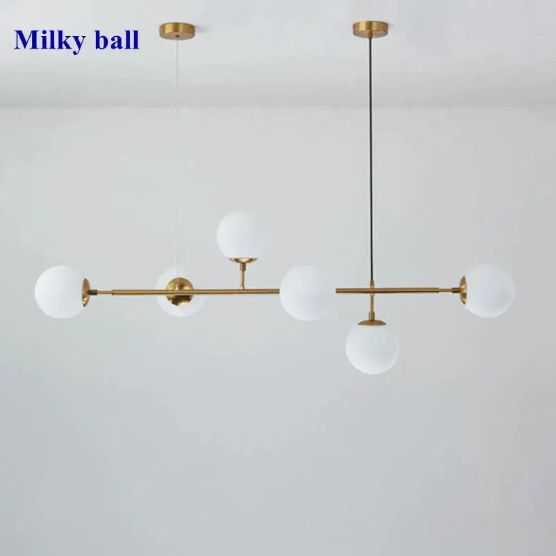 Modern gold glass ball pendant chandelier dining room art lighting