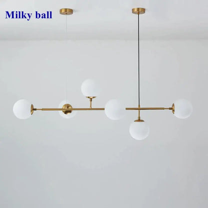 Modern gold glass ball pendant chandelier dining room art lighting