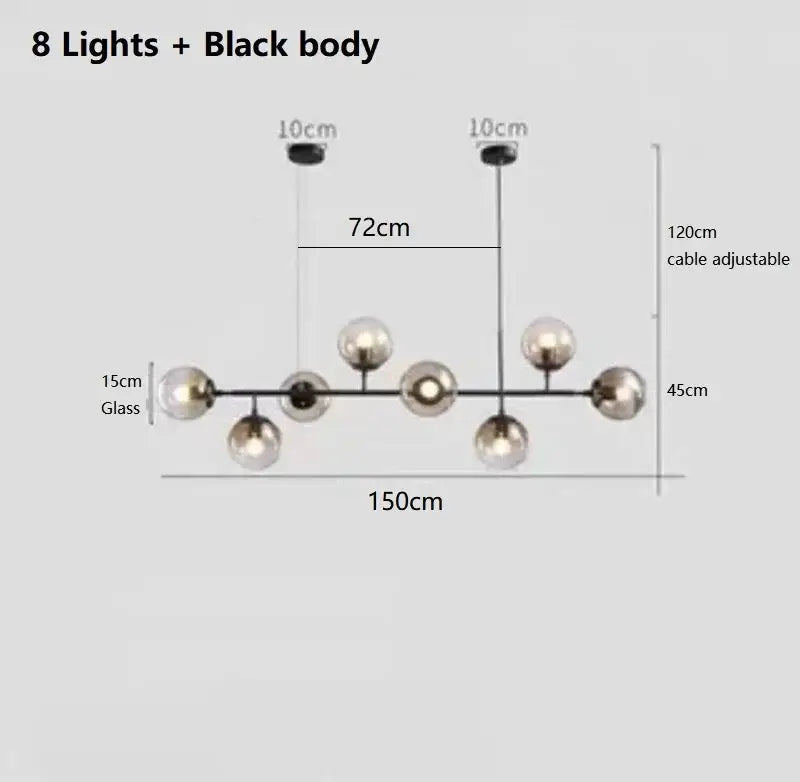 Modern gold glass ball pendant chandelier dining room art lighting