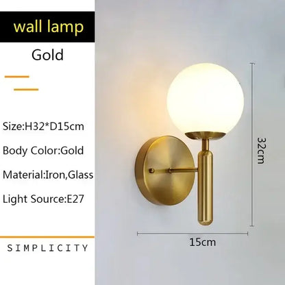 Modern gold glass ball pendant chandelier dining room led light