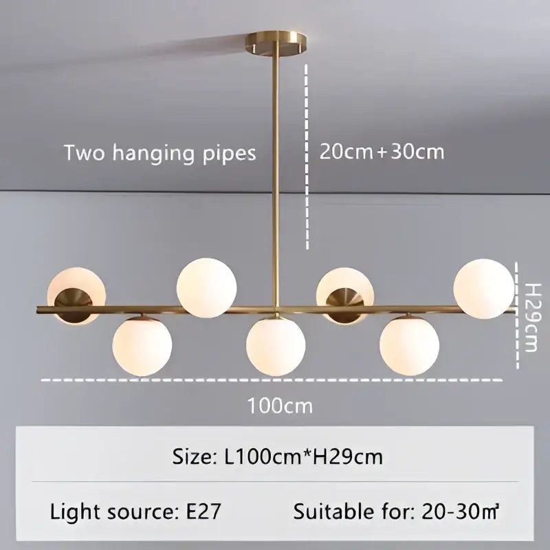 Modern gold glass ball pendant chandelier dining room led light