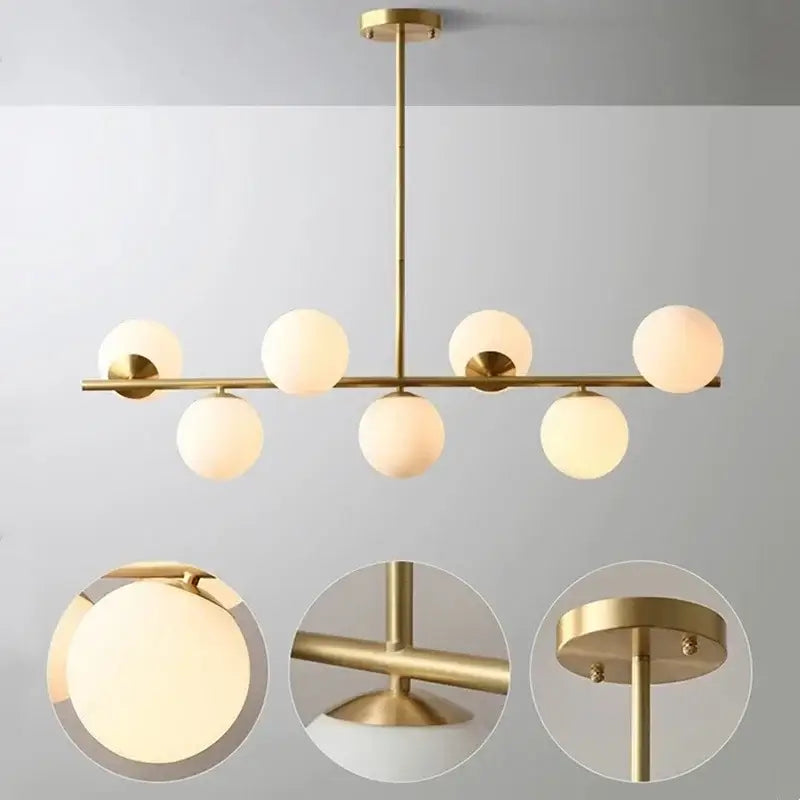 Modern gold glass ball pendant chandelier dining room led light