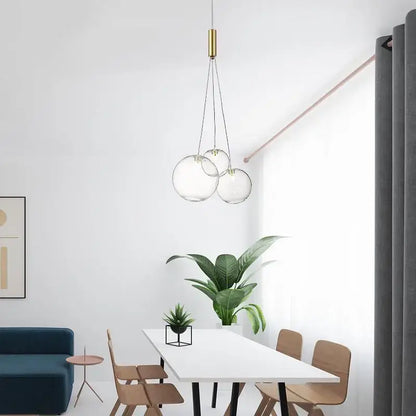 Modern gold glass ball pendant chandelier dining room light