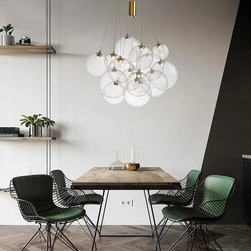 Modern gold glass ball pendant chandelier dining room light