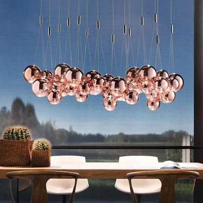 Modern gold glass ball pendant chandelier dining room light