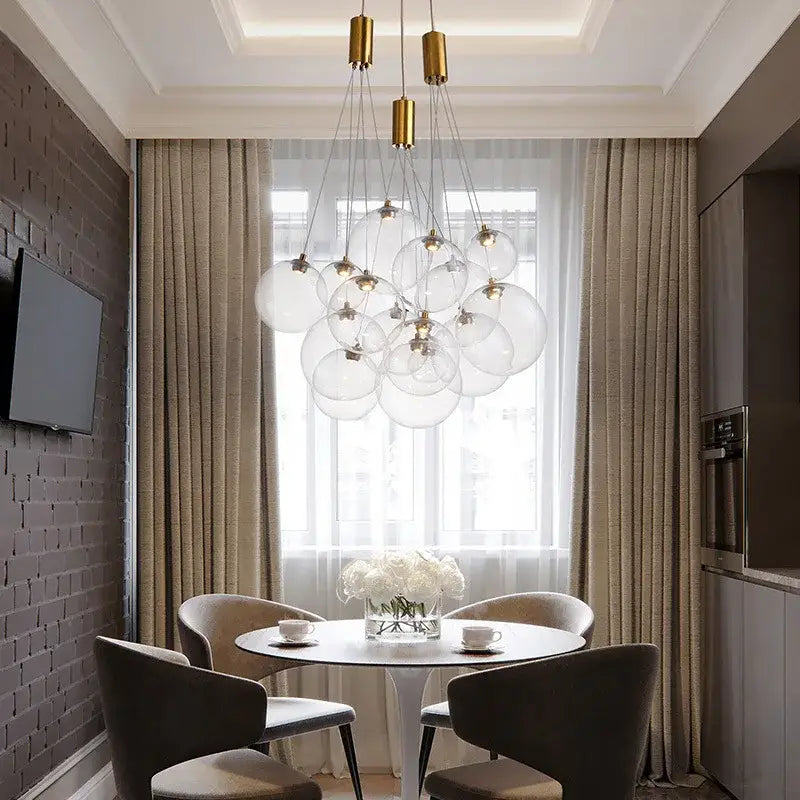 Modern gold glass ball pendant chandelier dining room light