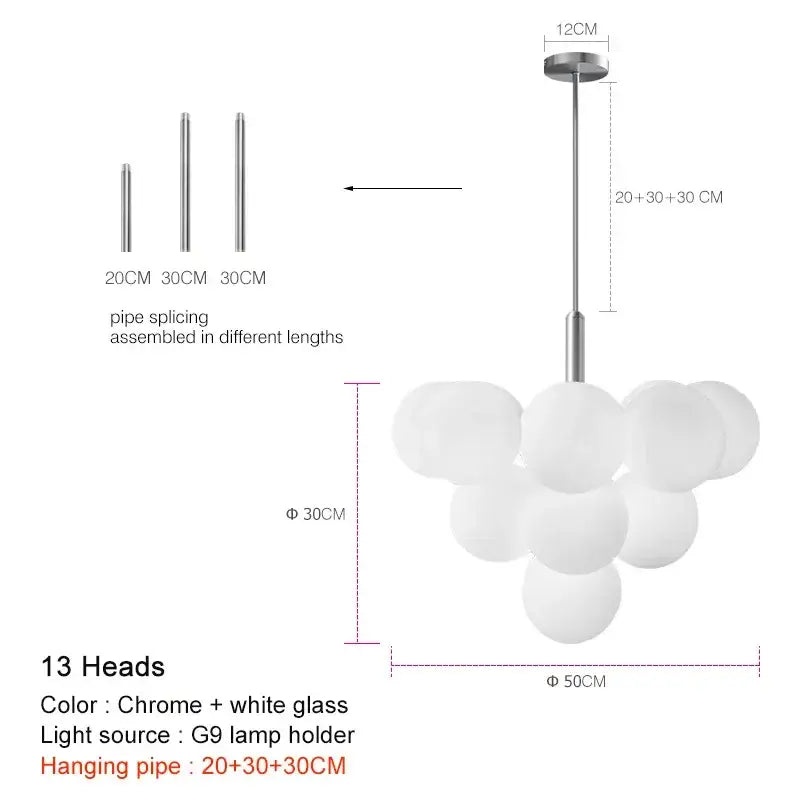 Modern gold glass ball pendant chandelier dining room light