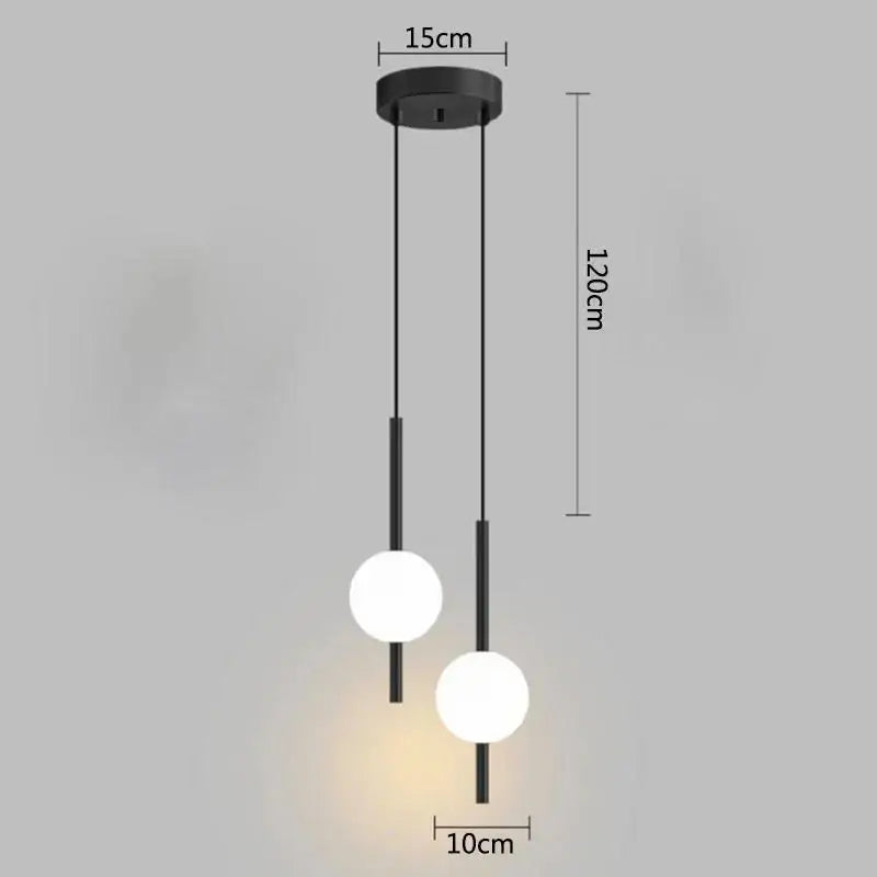 Modern gold glass ball pendant light bedroom hanging lamp