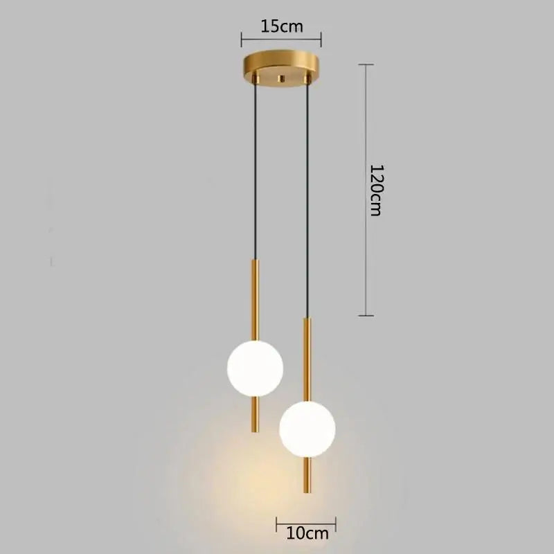 Modern gold glass ball pendant light bedroom hanging lamp