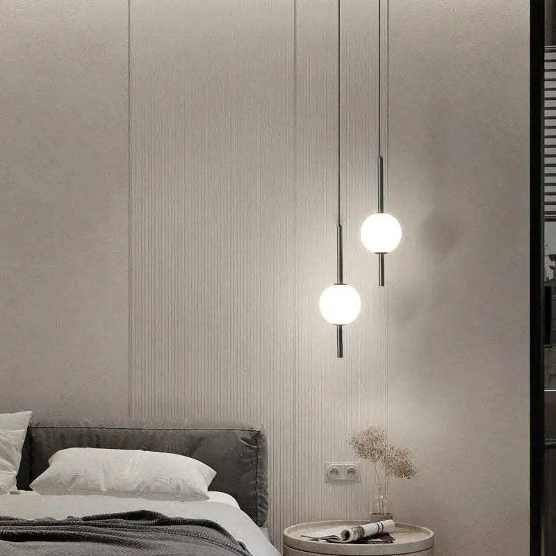 Modern gold glass ball pendant light bedroom hanging lamp