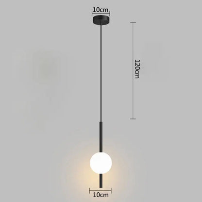 Modern gold glass ball pendant light bedroom hanging lamp