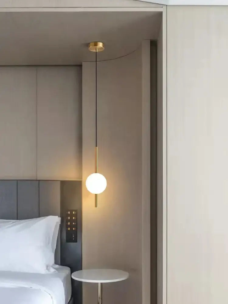 Modern gold glass ball pendant light bedroom hanging lamp