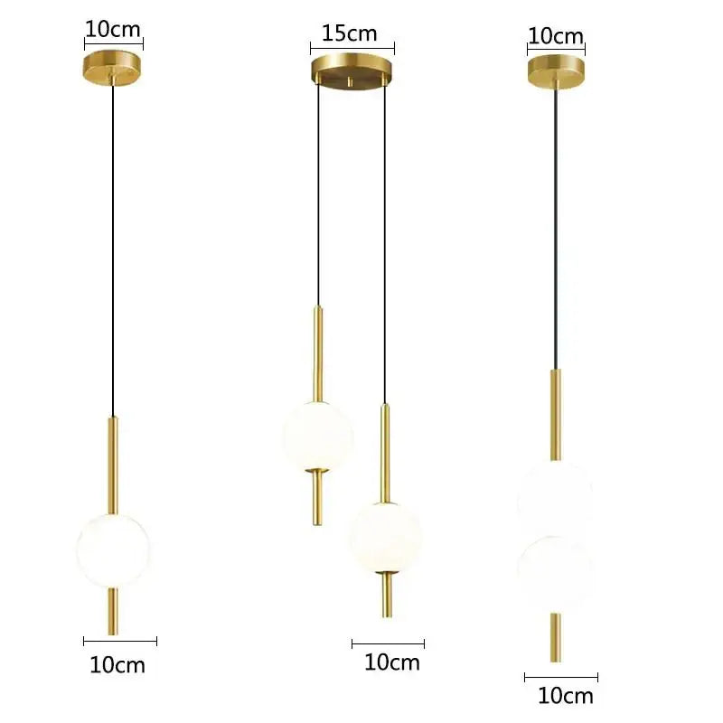 Modern gold glass ball pendant light bedroom hanging lamp