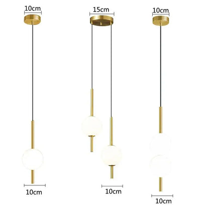 Modern gold glass ball pendant light bedroom hanging lamp