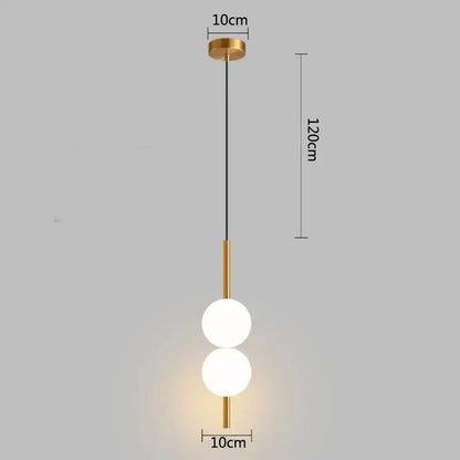 Modern gold glass ball pendant light bedroom hanging lamp