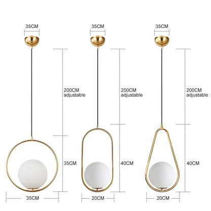 Modern gold glass ball pendant light dining room 3 light fixture