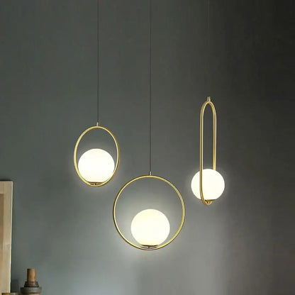 Modern gold glass ball pendant light dining room 3 light fixture