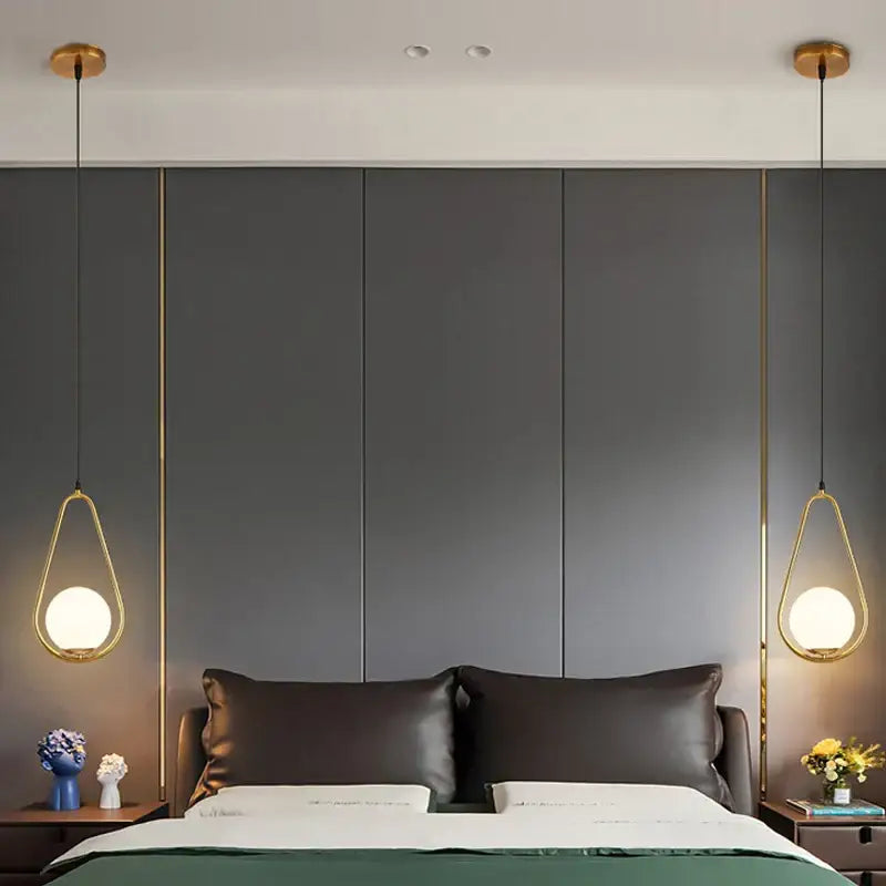 Modern gold glass ball pendant lights dining room glass globe decor