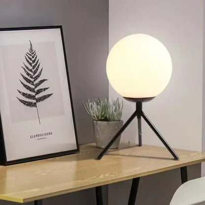 Modern gold glass ball table lamp bedroom frosted globe light