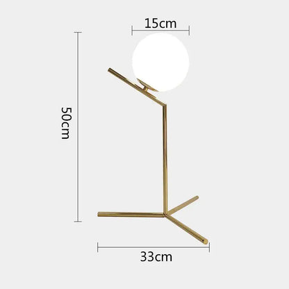 Modern gold glass ball table lamp bedroom frosted globe light