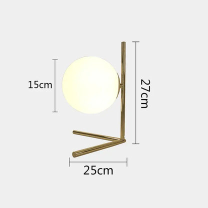 Modern gold glass ball table lamp bedroom frosted globe light