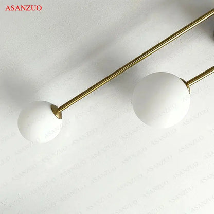 Modern gold glass ball wall lamp bedroom dual frosted sconce