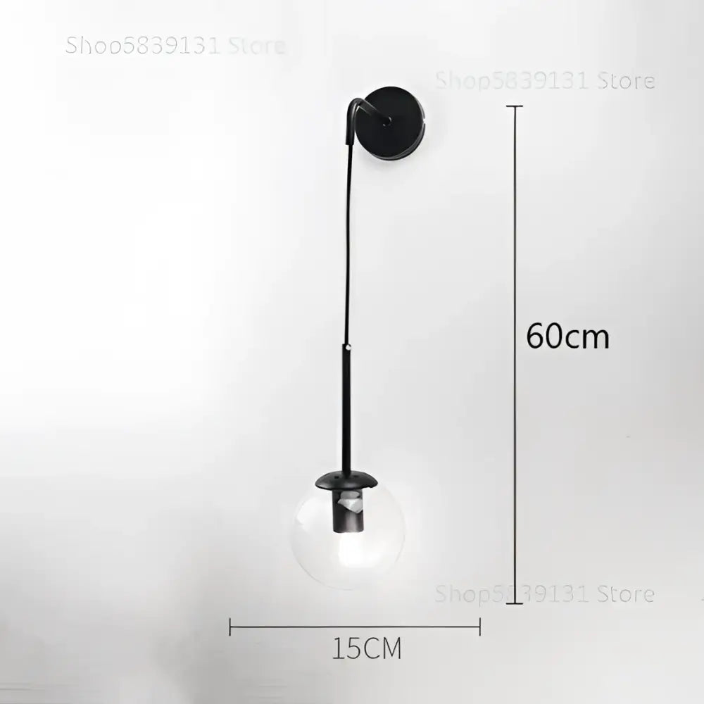 Modern gold glass ball wall lamp bedroom sconce
