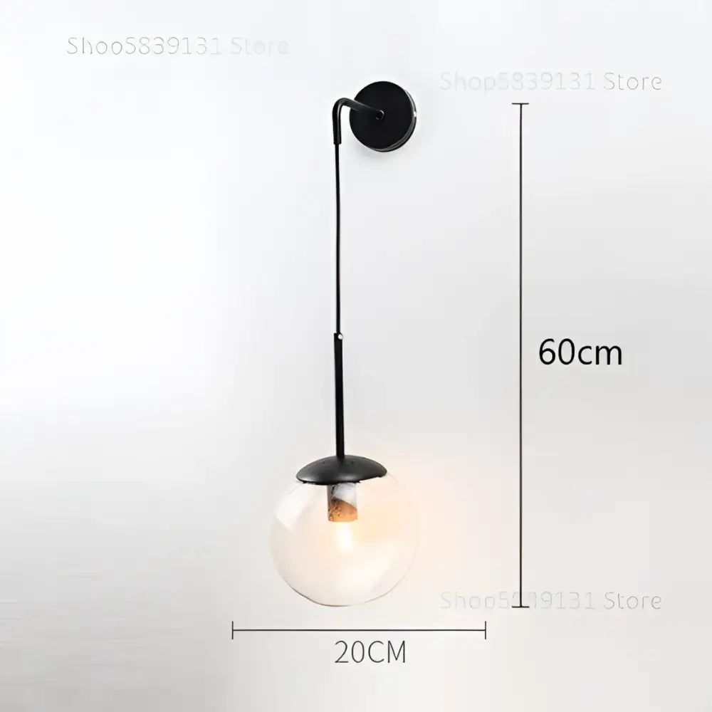 Modern gold glass ball wall lamp bedroom sconce
