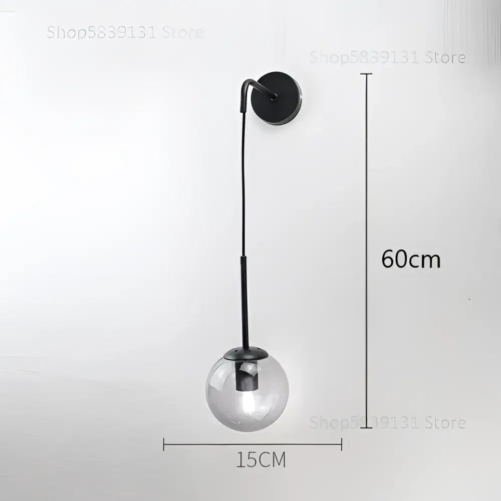 Modern gold glass ball wall lamp bedroom sconce