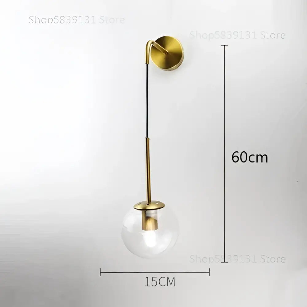 Modern gold glass ball wall lamp bedroom sconce
