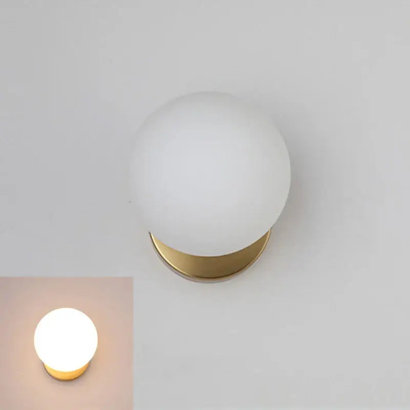 Modern gold glass ball wall lamp for bedroom with frosted globe
