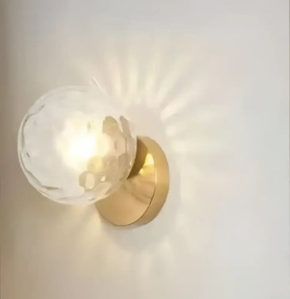 Modern gold glass ball wall lamp for bedroom with frosted globe