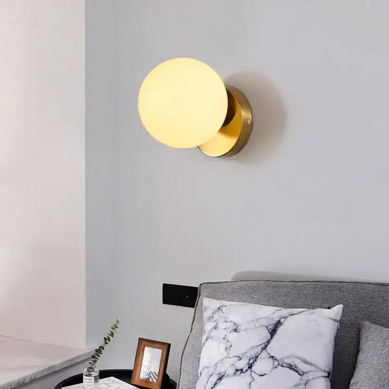 Modern gold glass ball wall lamp for bedroom with frosted globe