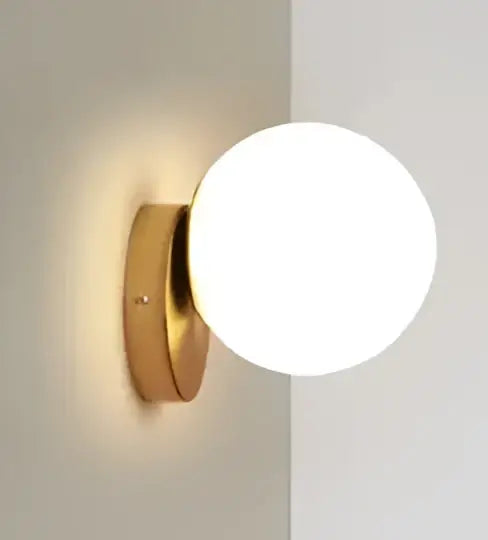 Modern gold glass ball wall lamp for bedroom with frosted globe