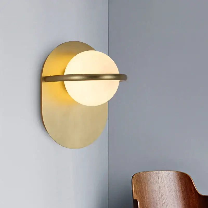 Modern gold glass ball wall light bedroom sconce