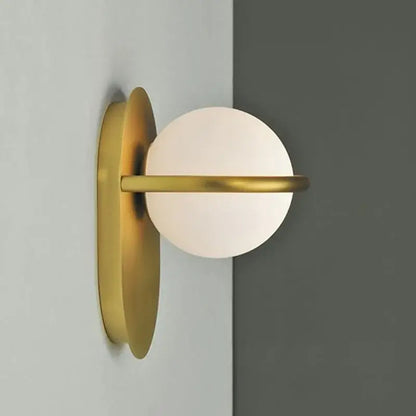 Modern gold glass ball wall light bedroom sconce