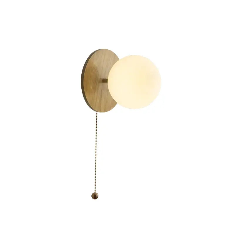 Modern gold glass ball wall lights with pull chain for bedroom
