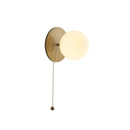 Modern gold glass ball wall lights with pull chain for bedroom