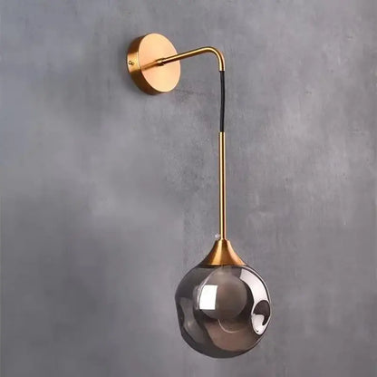 Modern gold glass ball wall sconce bedroom light fixture