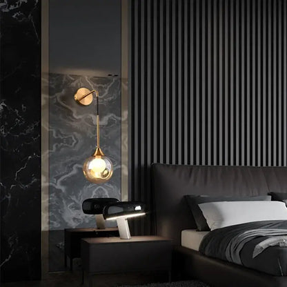 Modern gold glass ball wall sconce bedroom light fixture