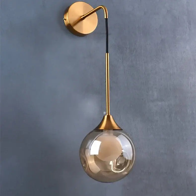 Modern gold glass ball wall sconce bedroom light fixture
