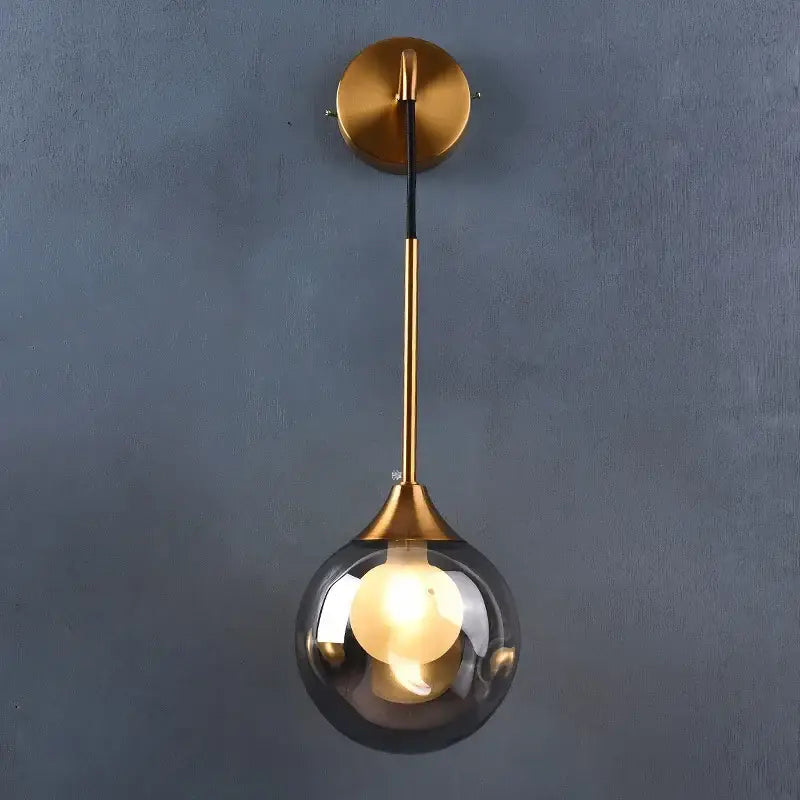Modern gold glass ball wall sconce bedroom light fixture