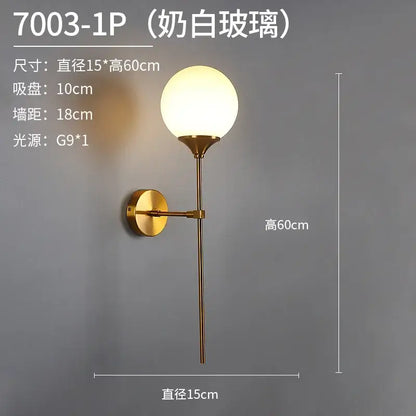Modern gold glass ball wall sconce bedroom teardrop lamp