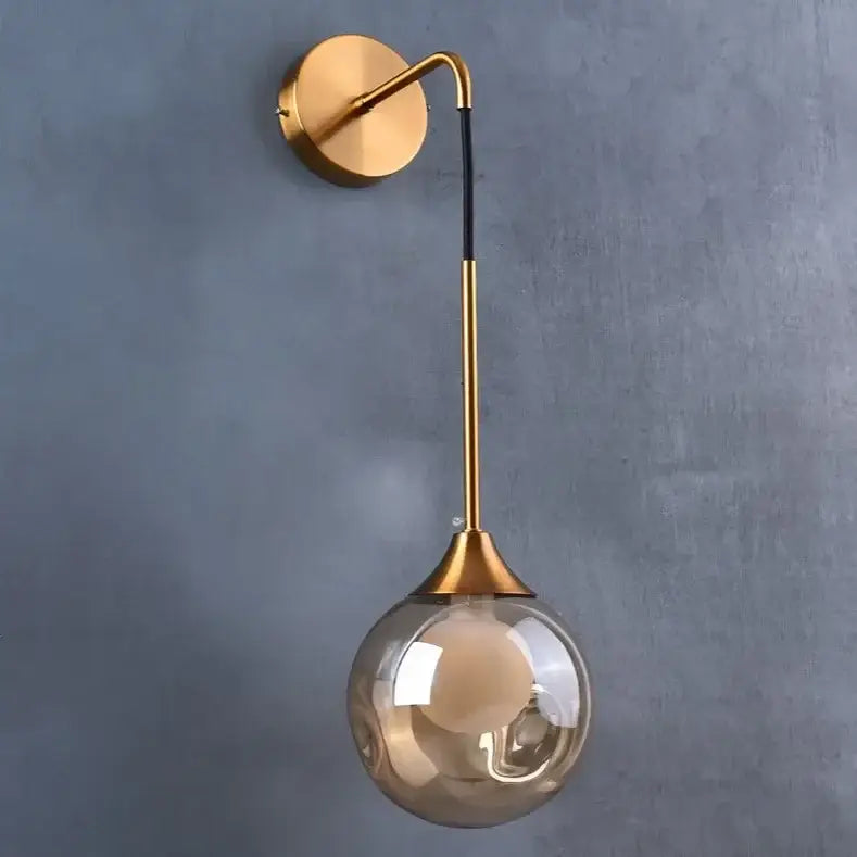 Modern gold glass ball wall sconce bedroom teardrop lamp