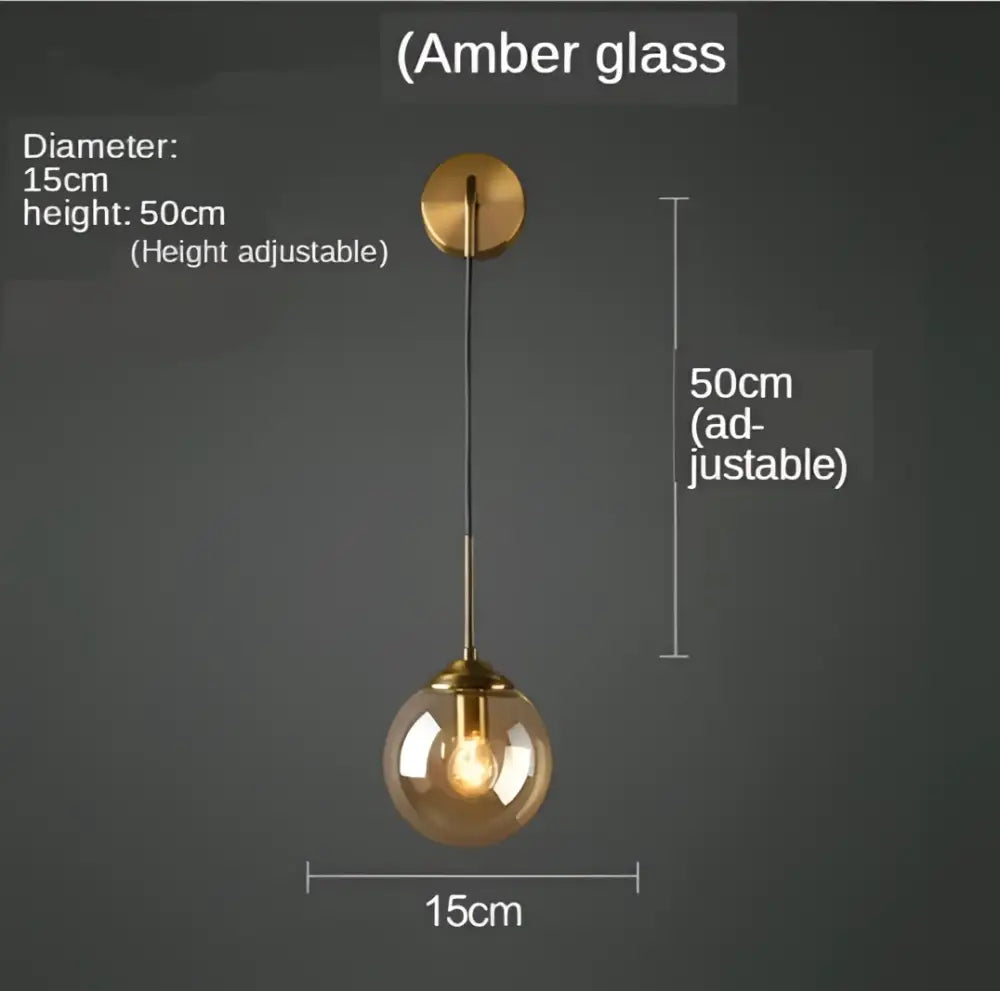 Modern gold glass ball wall sconce light fixture bedroom lamp