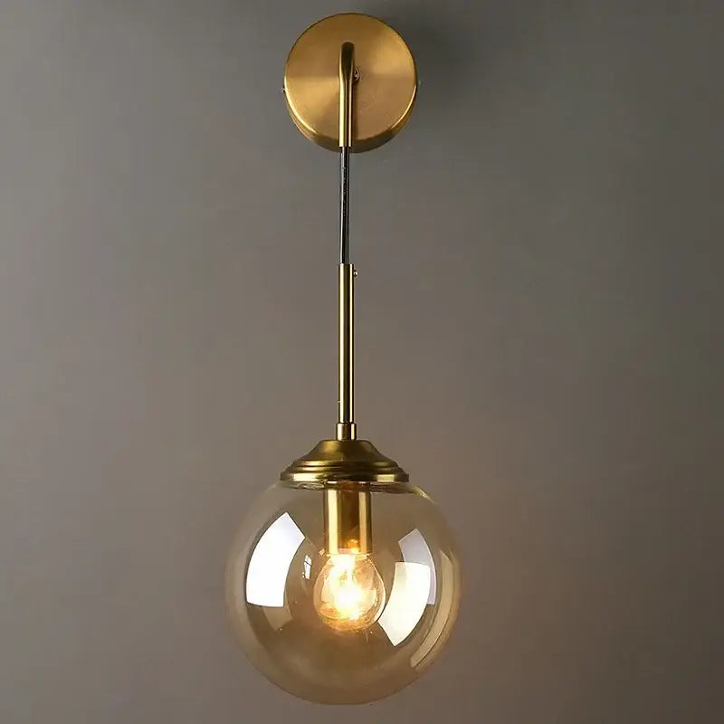 Modern gold glass ball wall sconce light fixture bedroom lamp