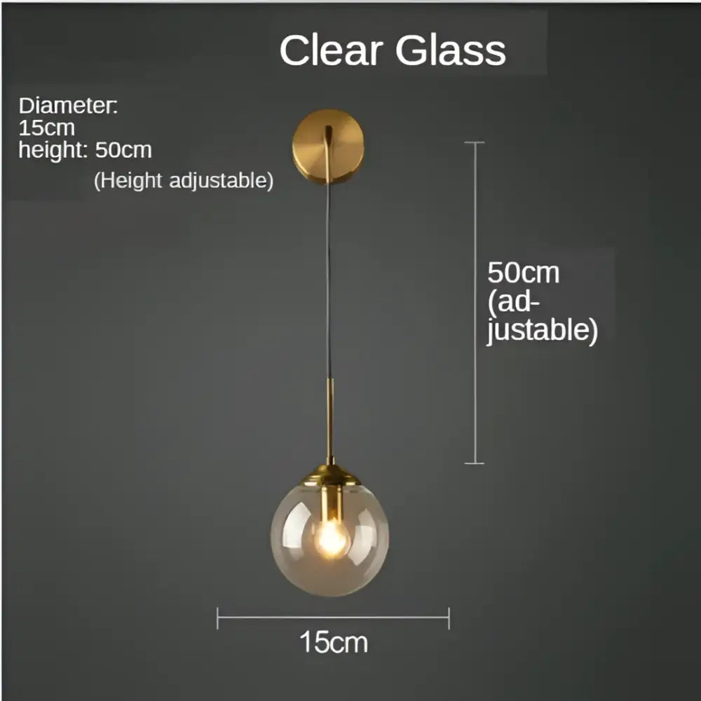 Modern gold glass ball wall sconce light fixture bedroom lamp